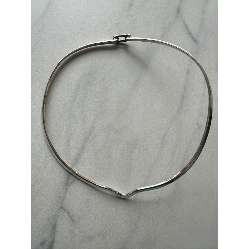 Taxco VTG Mexico 925 Sterling Silver V Torque Collar Necklace Minimalist Choker
